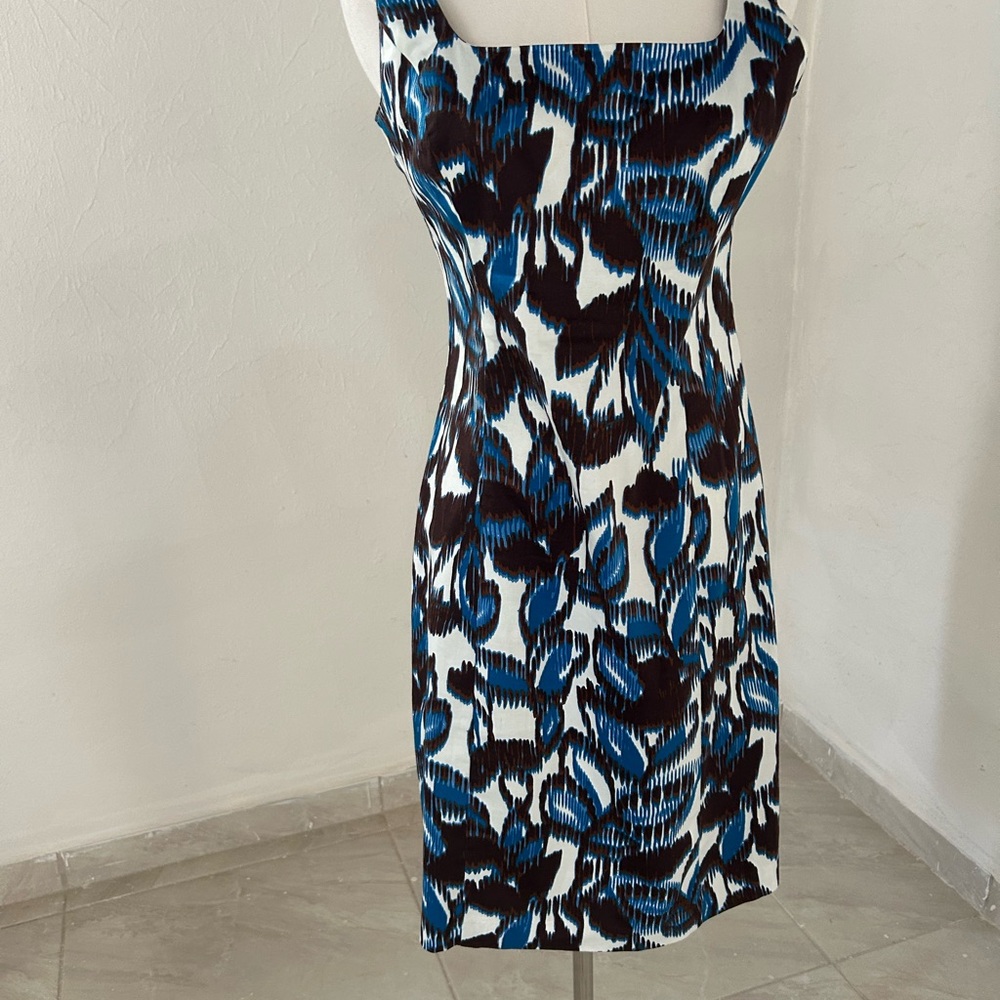 American Living Black and White Sheath Dress Square Neck Cap Sleeve